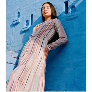 De Castro Long-sleeve Striped Tiered Maxi - S